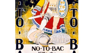 Vintage no tobacco cigarette ad with gladiators