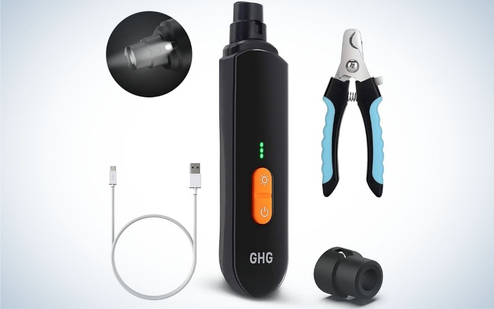 The GHG Dog Nail Grinder is the best with a guide light.