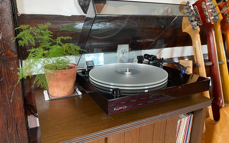 Fluance RT85 turntable on a stand