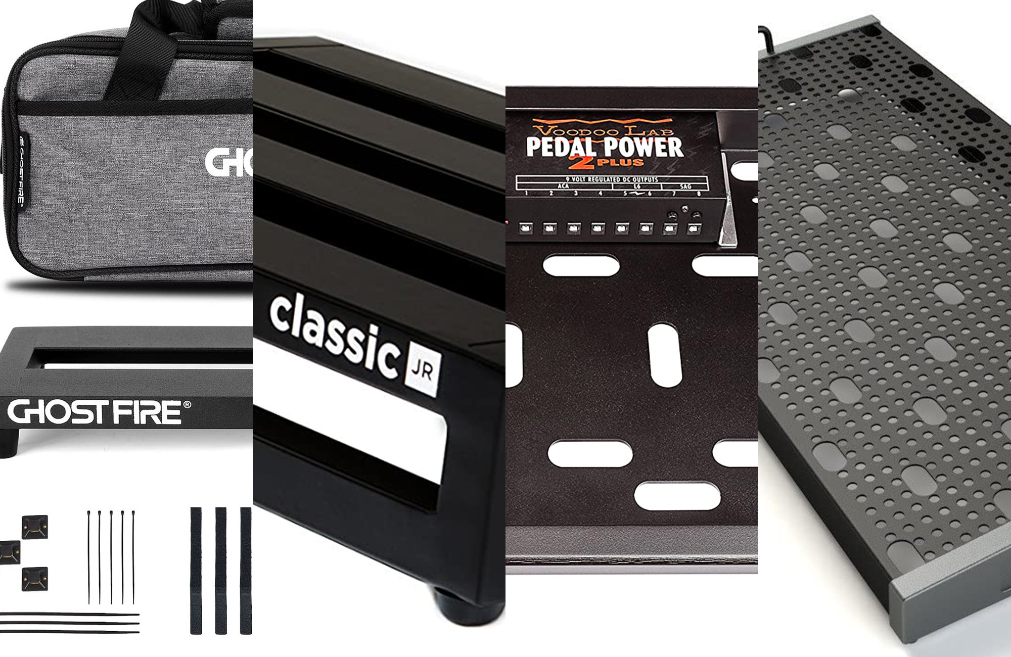 A lineup of the best pedalboards on a white background