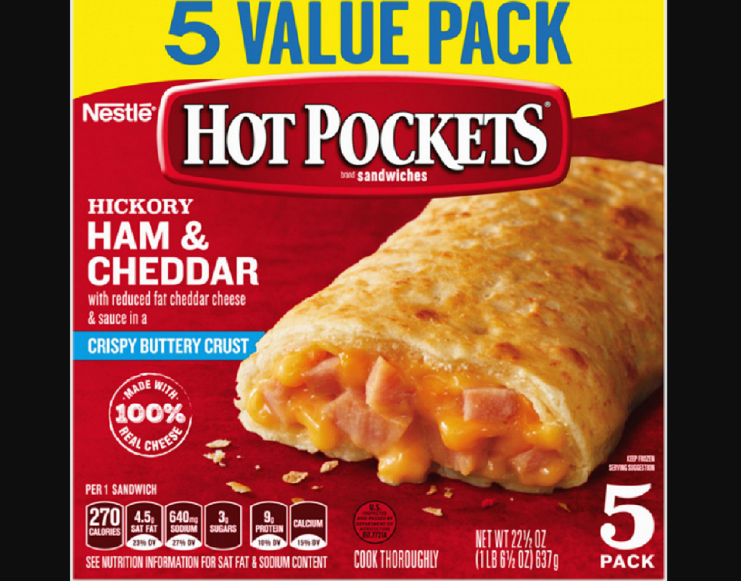 Hot Pockets hickory ham and cheese box