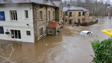Winter flood in Bingley, England