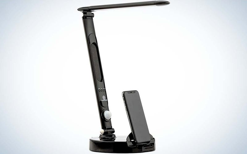 The Lumicharge LED Smart Adjustable Desk Lamp is the best for small spaces.