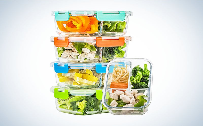 The C Crest 5 Pack Glass Meal-Prep Containers are the best food containers for meal prepping.