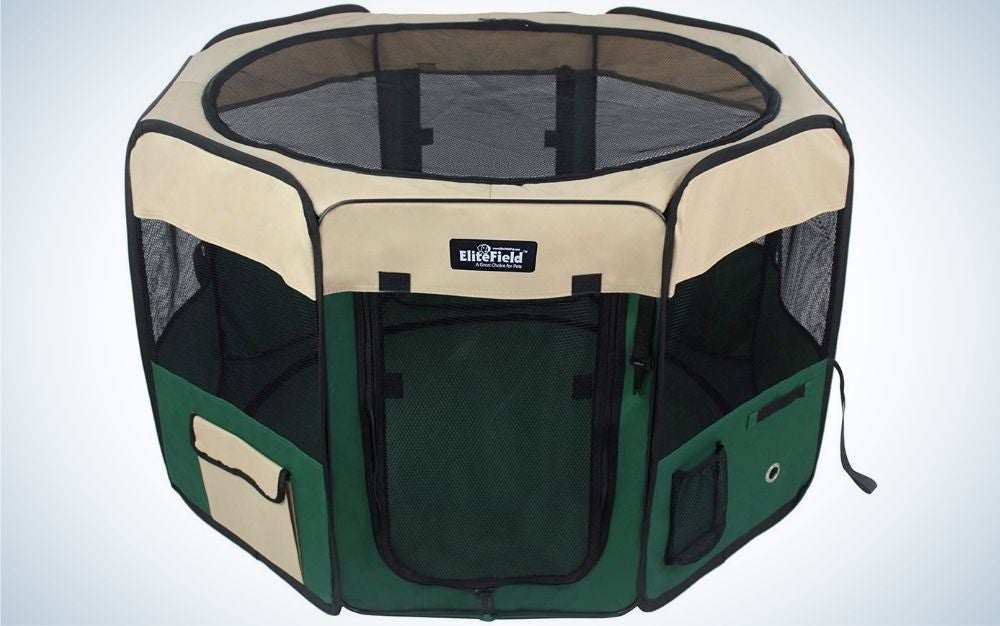 The EliteField Soft Pet Playpen is the best dog pen for traveling.