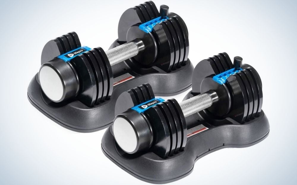 The LifePro Powerflow Adjustable Dumbbells Set are the best budget adjustable dumbbells.