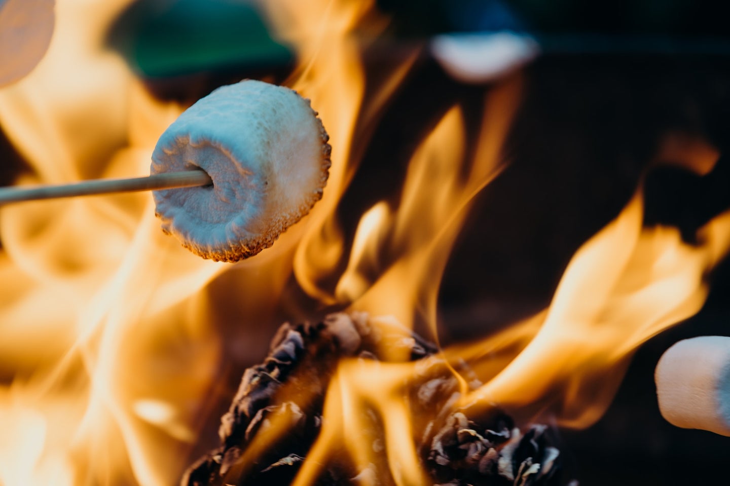 Marshmallow over fire to make s'mores and other smoky desserts