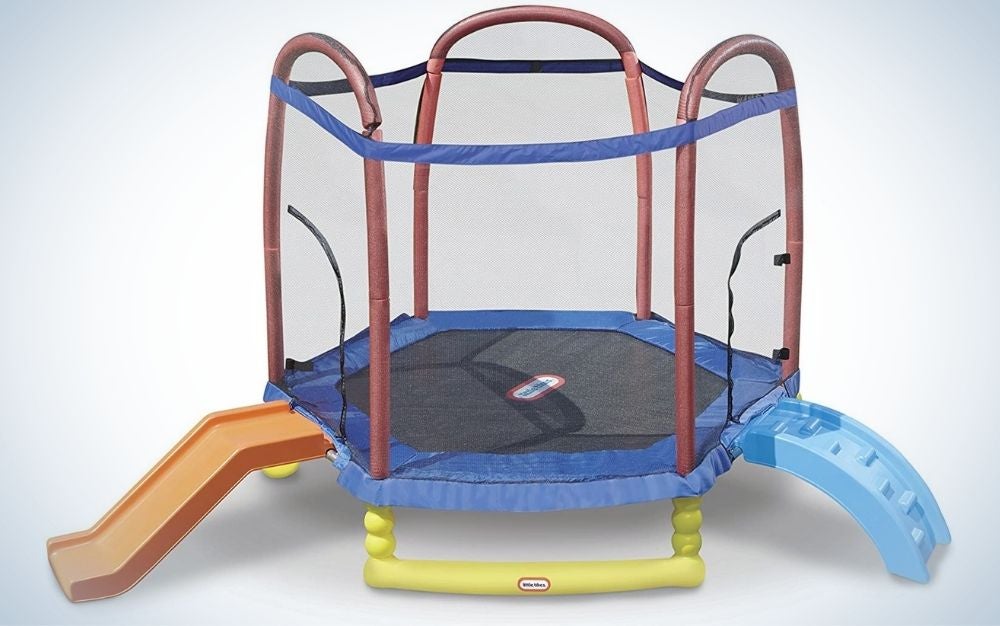 The Little Tikes Climb ‘N Slide Trampoline is the best for kids.