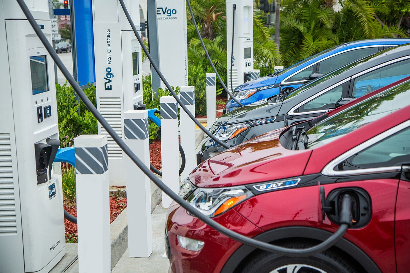 electric vehicles plugged in