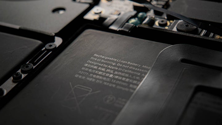 Close up of a MacBook Pro battery