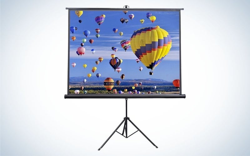 The Vivo 84-Inch Portable Projector Screen is the best projector screen for thrifty viewers.