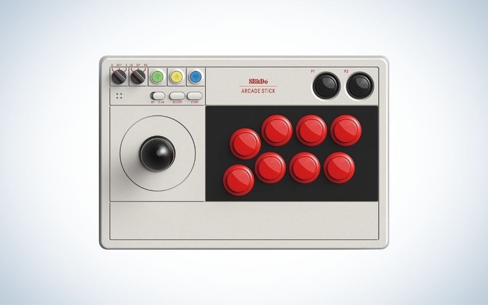 A joy to look at and a joy to use, the 8BitDo Arcade Stick captures the stand-up cabinet feel with a tight joystick and nice, springy buttons in a weighty-but-not-heavy block that also happens to feature some really eye-catching aesthetics.
