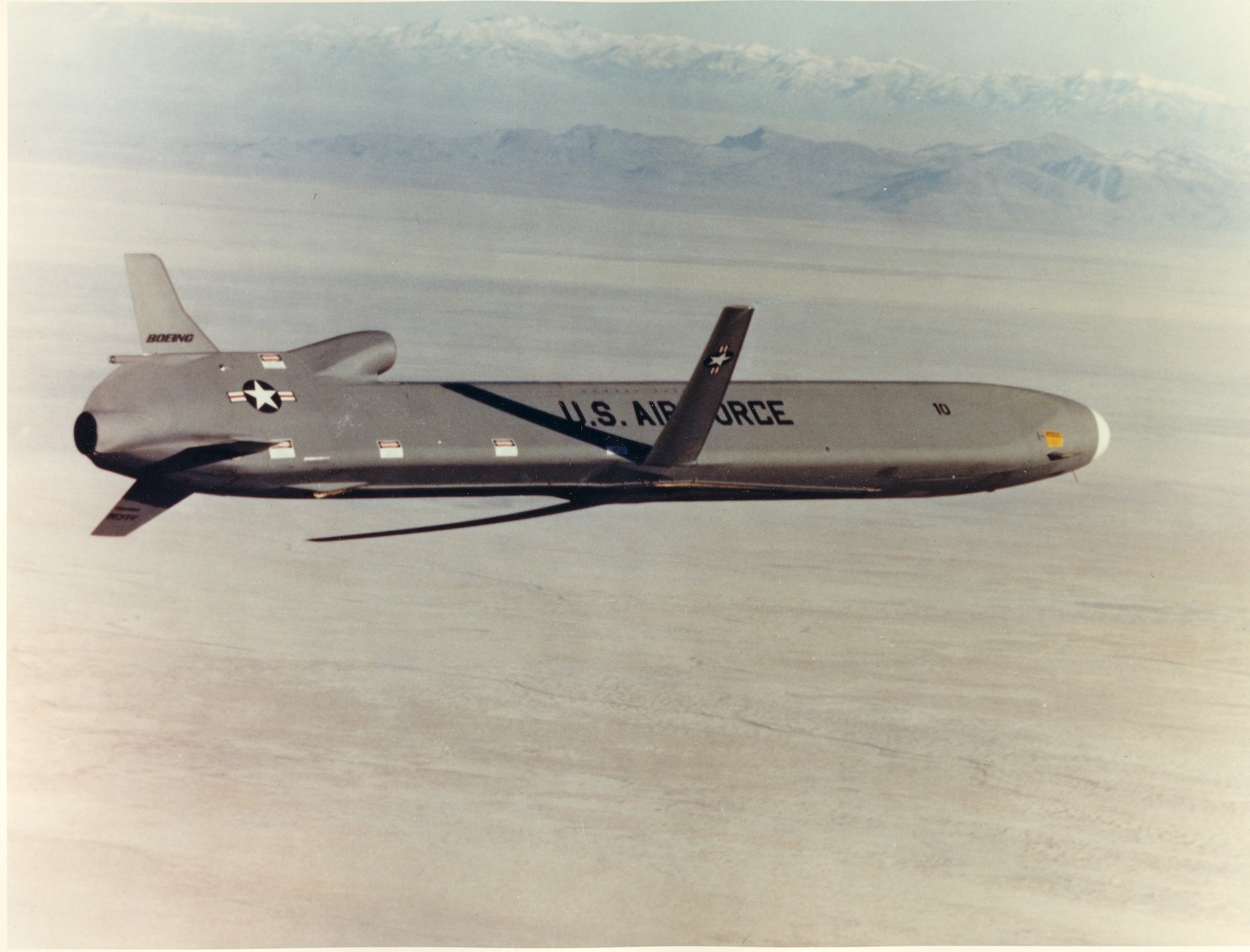 An undated photo of a US cruise missile in a test in New Mexico.