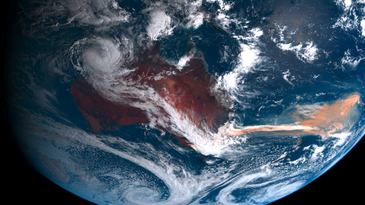 satellite image of smoke from the australian wildfires