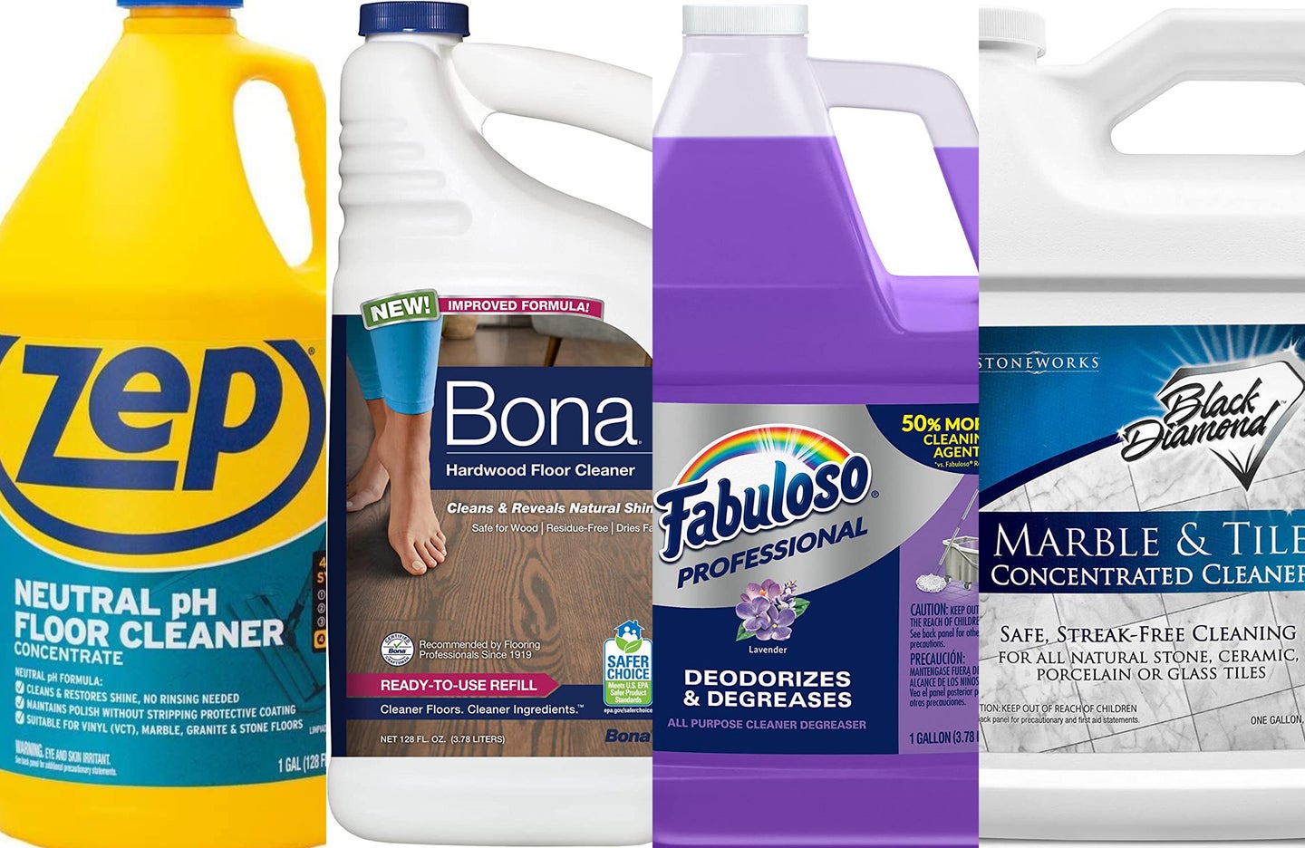 A lineup of the best floor cleaners on a white background