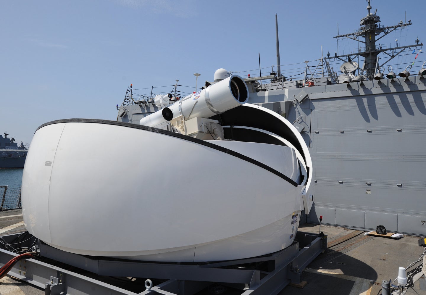 A US laser weapon system in 2012 on a destroyer.