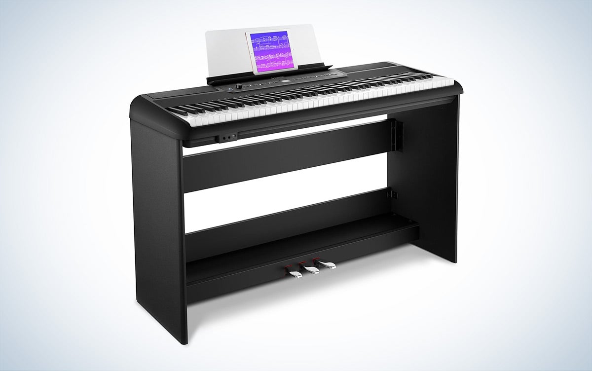 Basics Heavy-Duty Adjustable Keyboard and Piano Double-X-Shape,  Stand, Black