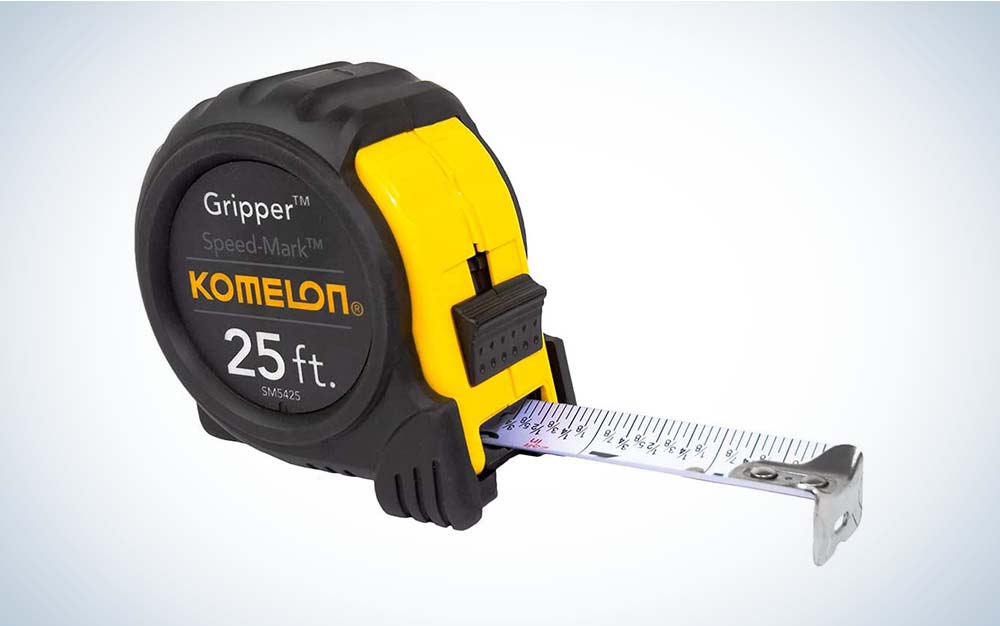 Construction and DIY Projects Tape Measure 25-Foot Inches and Metric Measuring Tape for Home Smooth Sliding Nylon Coated Ruler Strong Belt Clip with Impact Resistant Rubber Covered Case 