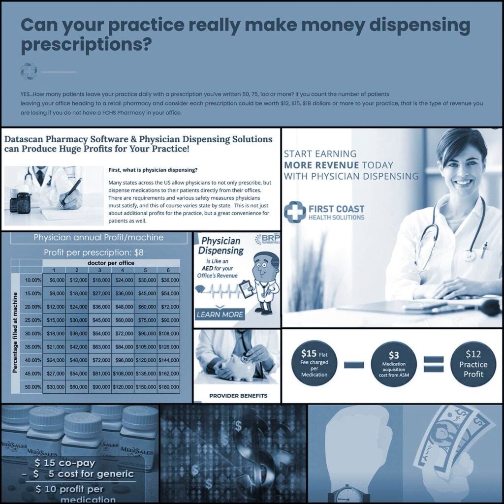 Physician-dispensing ads with a blue filter