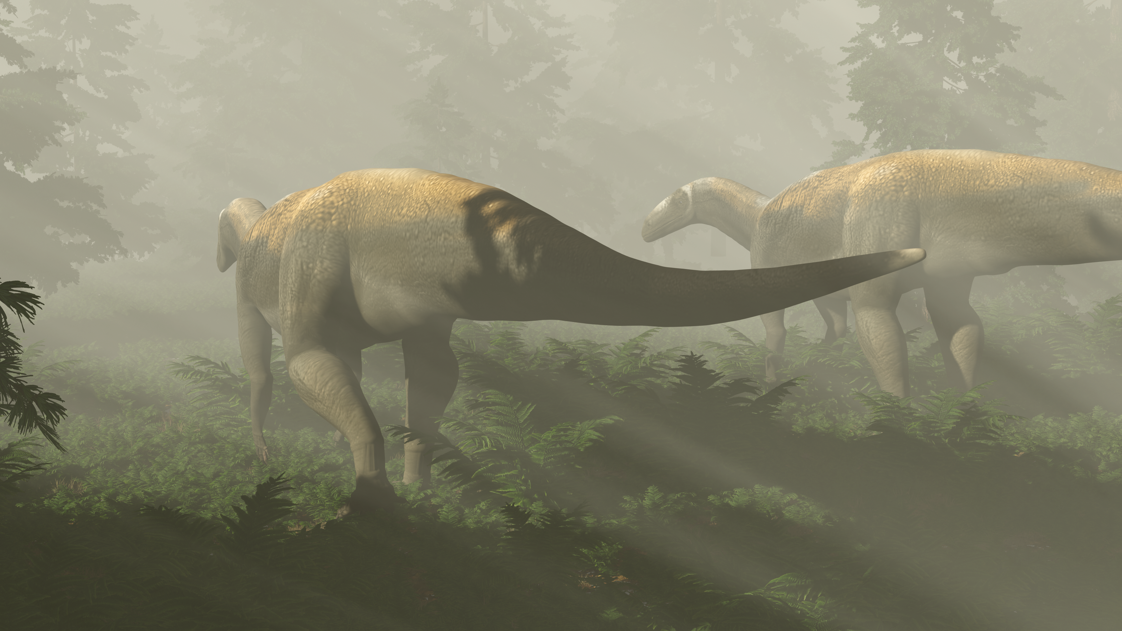 Prosauropod Triassic dinosaur in a digital rendition