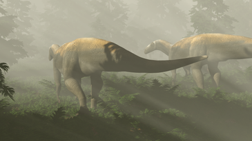 Prosauropod Triassic dinosaur in a digital rendition