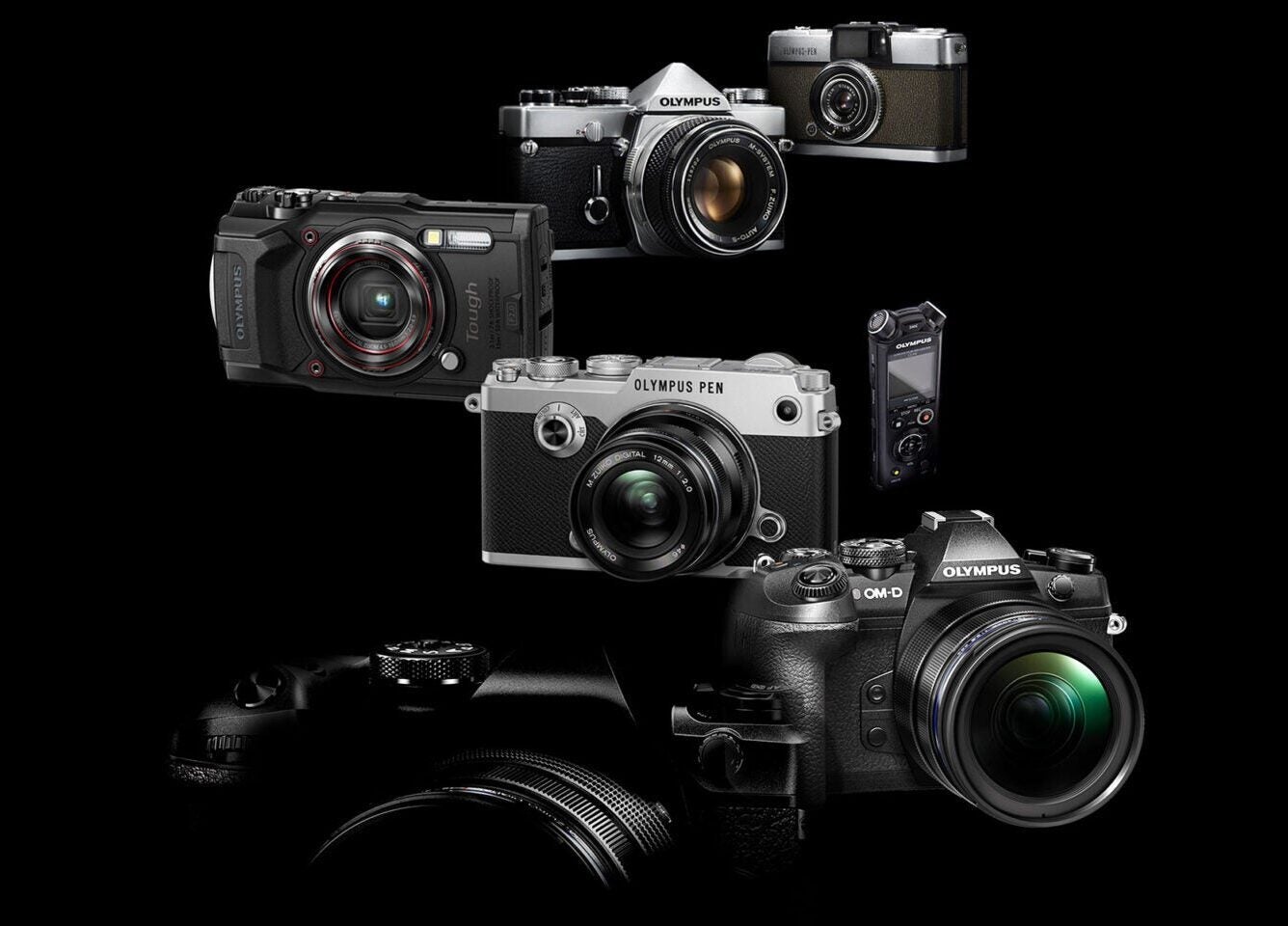 OM system new camera models on black