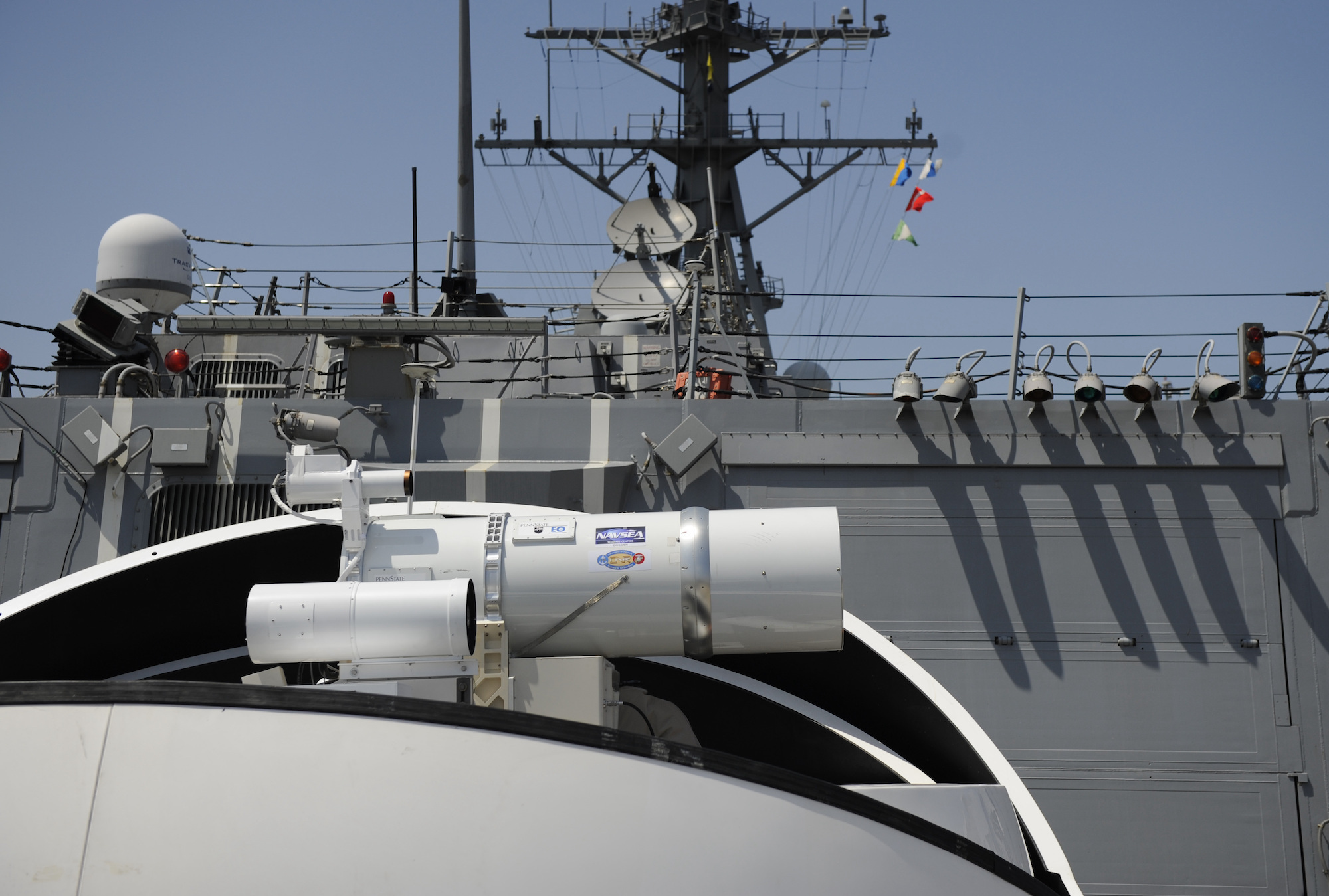 A Laser Weapon System on a Naval ship in 2012.