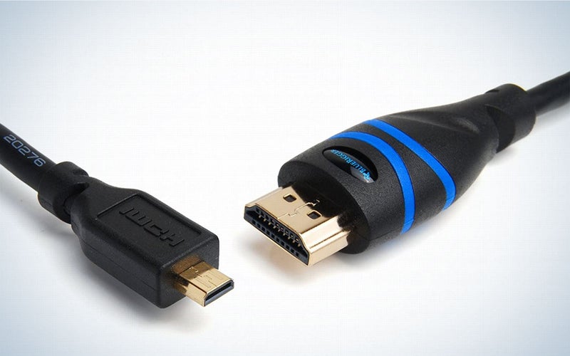 The BlueRigger micro HDMI cable has lovely blue lines on its black connectors