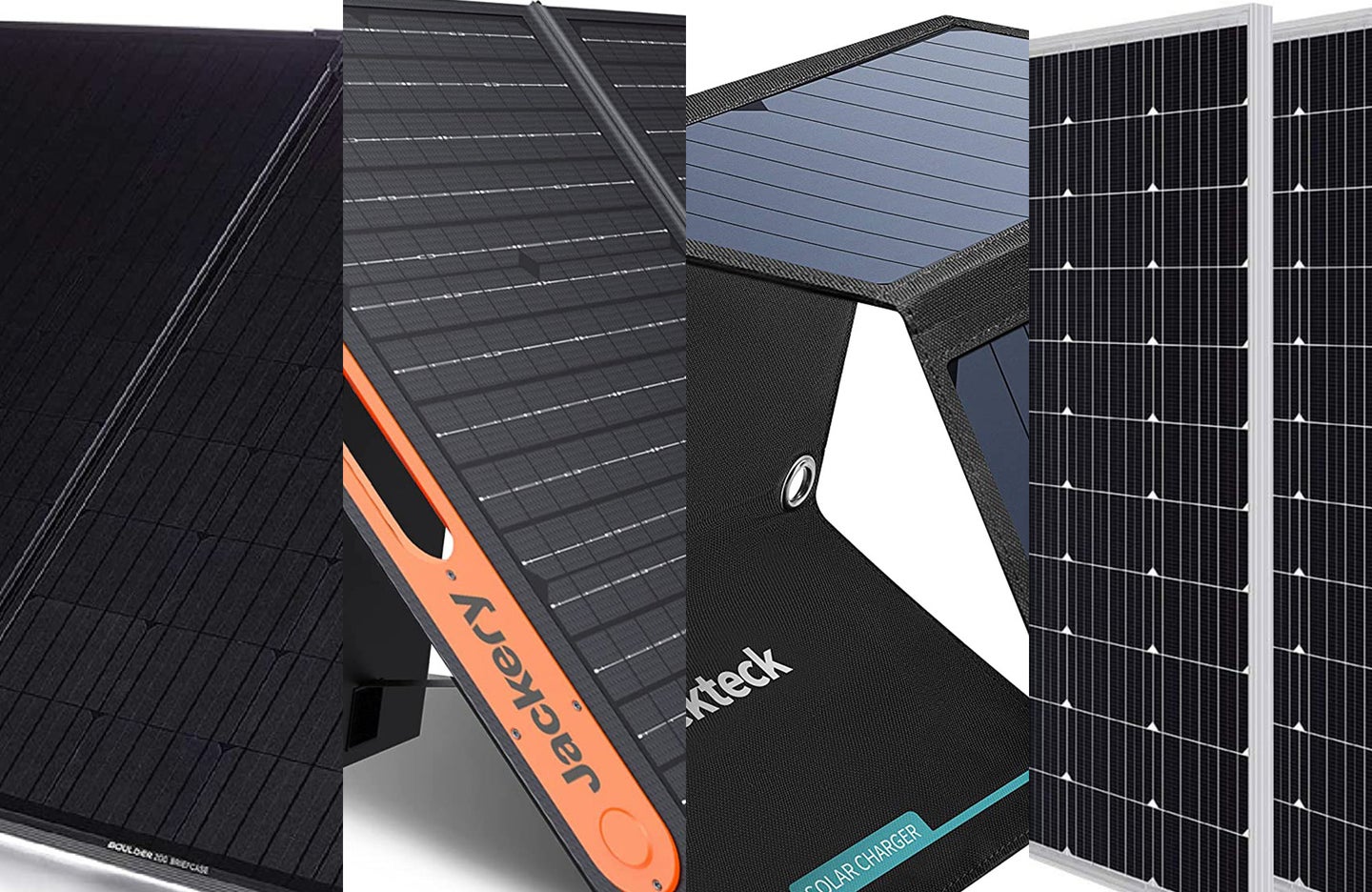 A lineup of the best solar panels on a white background