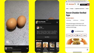 Food scan by snapchat screens
