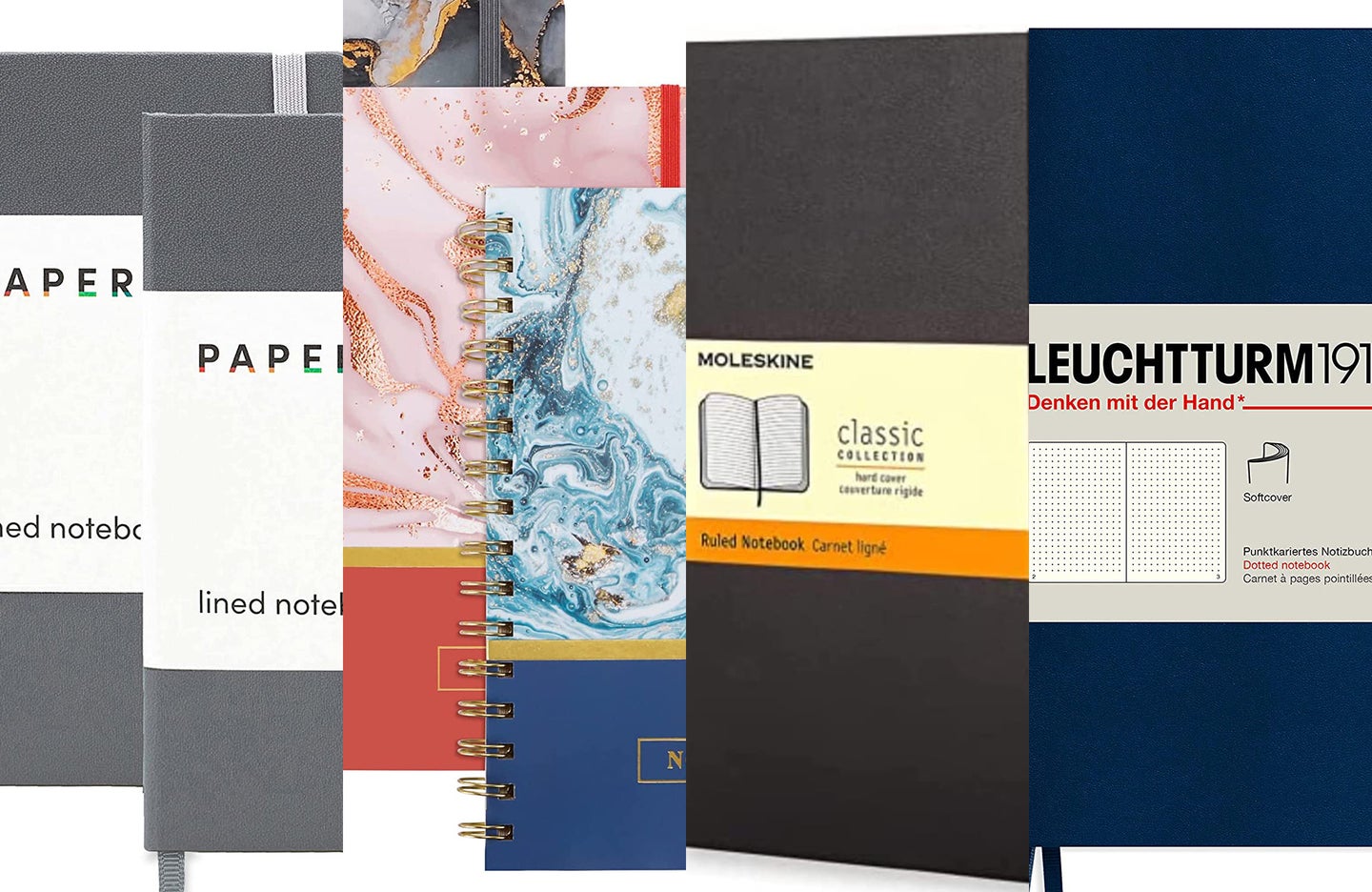 A lineup of the best notebooks on a white background