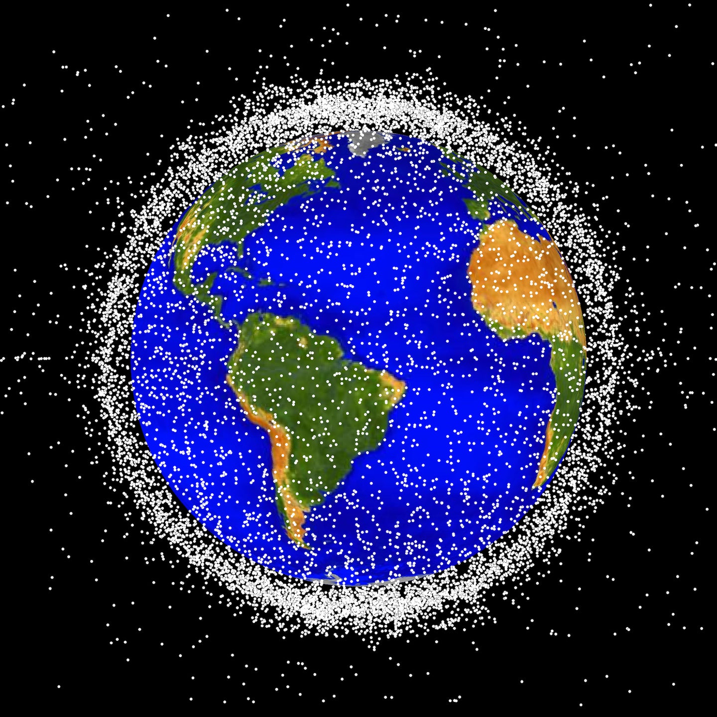Most space debris is concentrated in a low-Earth orbit. 