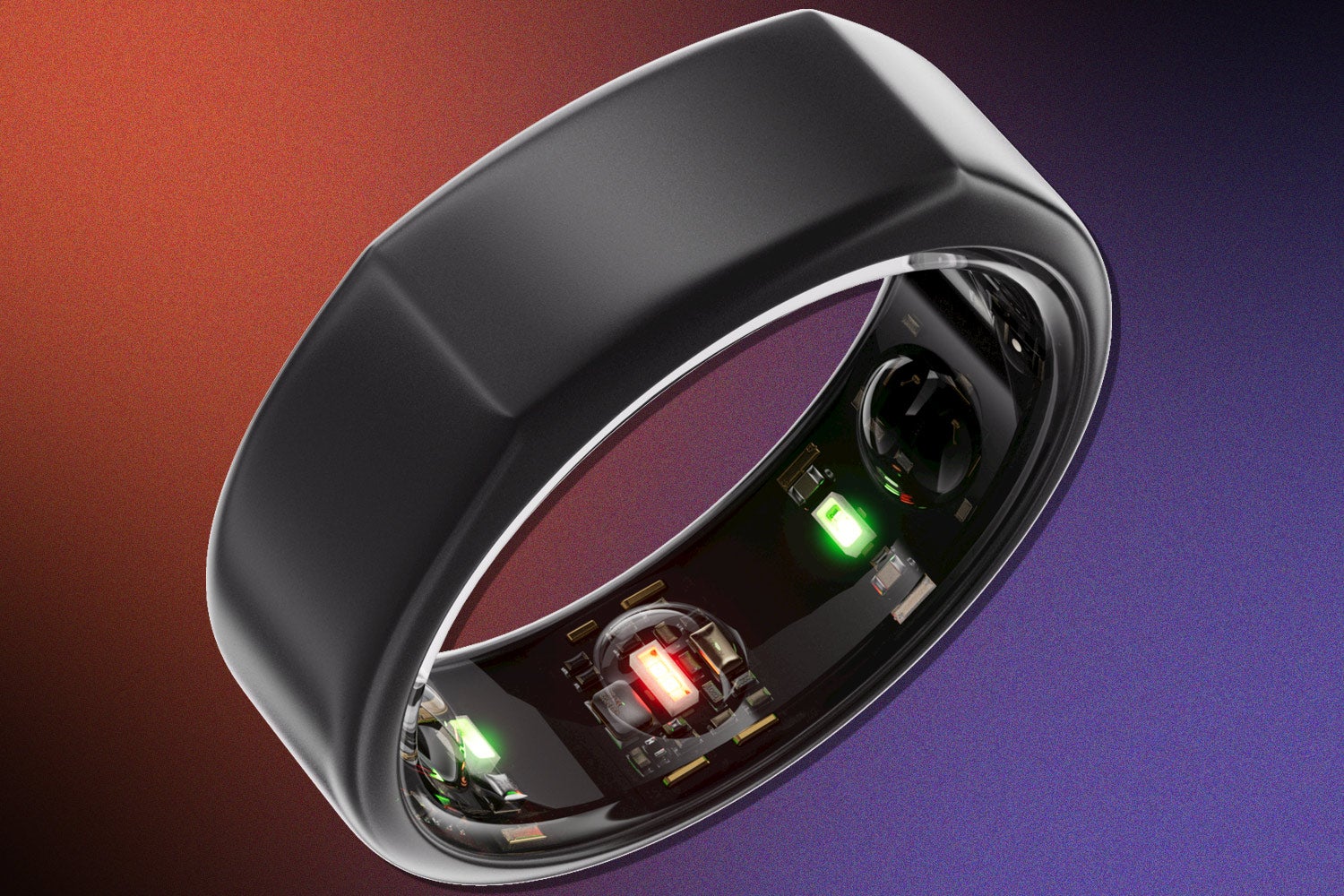 a black ring with red and green sensor lights inside