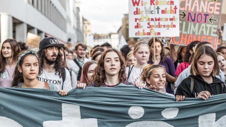 Young women at a climate protest