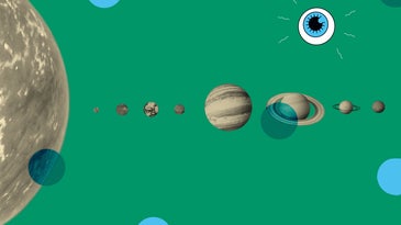 planets lined up over an art illustration