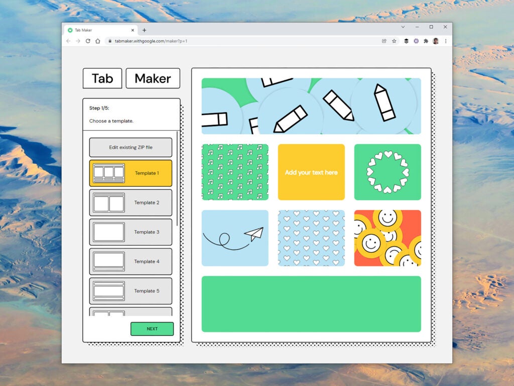 The templates for Google's Tab Maker extension for Chrome's new tab page.