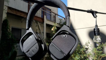 Yamaha YH-L700A headphones hanging in the sun outside