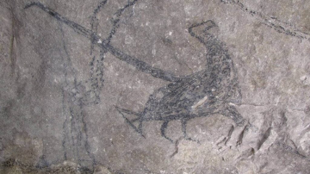عقاب هاست با جوهر خالی در نقاشی سنگی