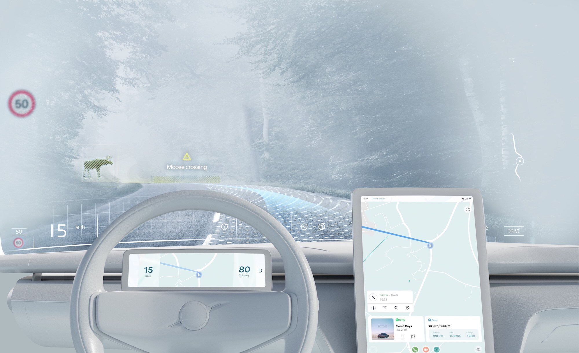 Volvo's windshield display lets drivers focus on the road