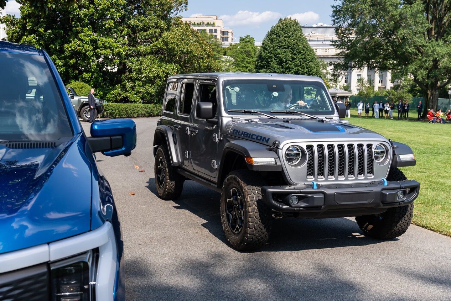 All-electric Jeep Rubicon on the White House Lawn.