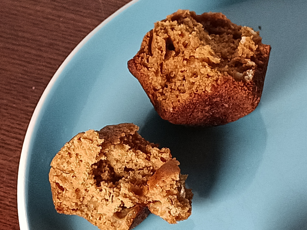 Vegan muffins on a blue plate