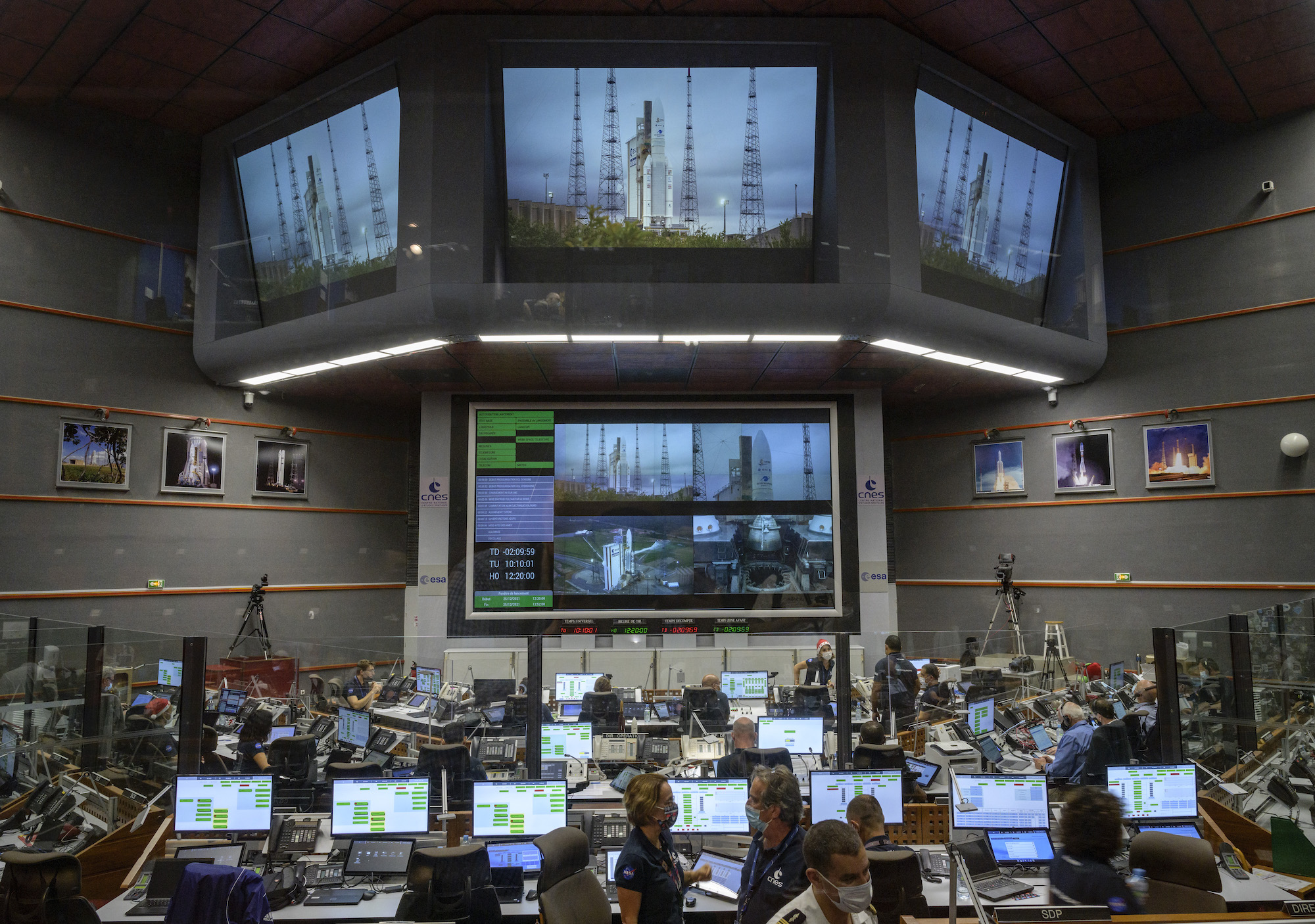 Guiana Space Center mission control during the James Webb Space Telescope launch on Christmas Day