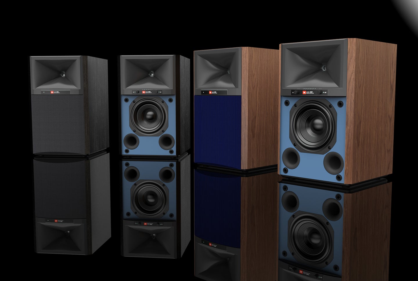 JBL 4305P Studio Monitors grilles on and off dramatic product hot