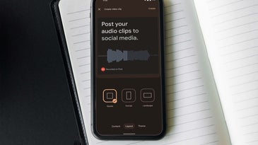 Phone on desk with recorder app on screen
