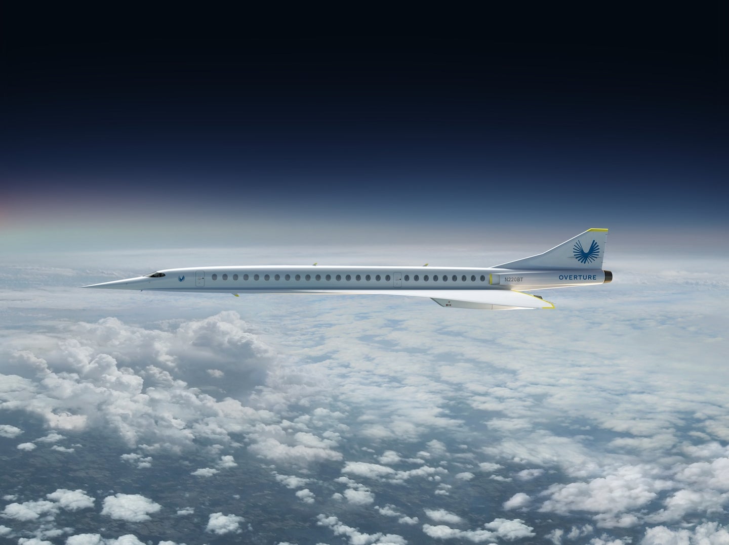 a rendering of a supersonic airliner