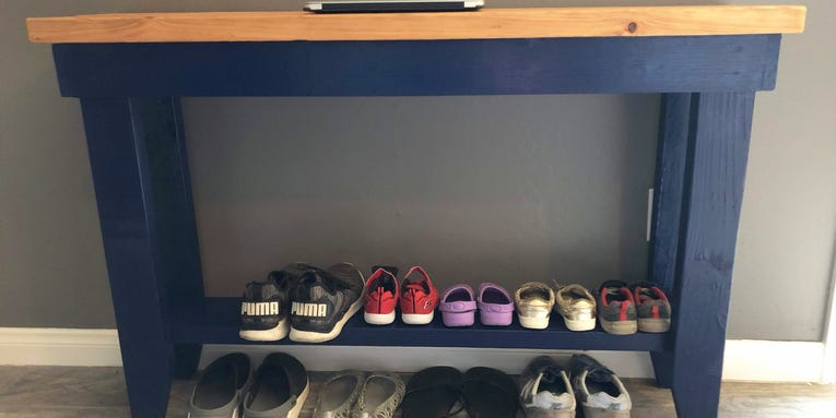 Clean up your messy entryway with a DIY shoe rack