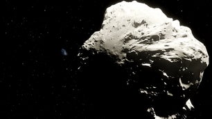 a 3d rendering of a rocky asteroid