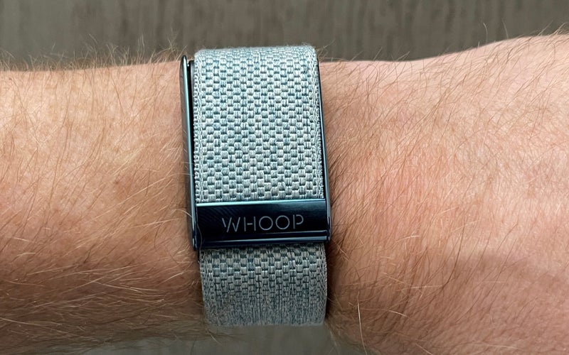 Whoop 4.0 Fitness Tracker on a wrist