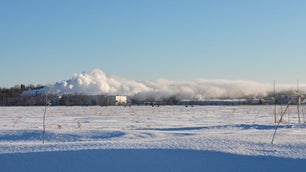Low hanging cloud layer over snowy ground