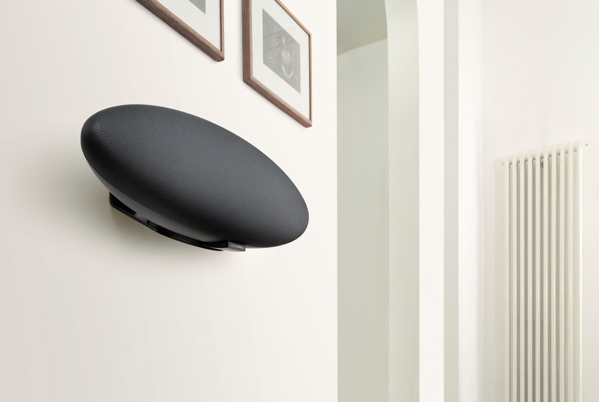 Bowers & Wilkins Zeppelin mounted on a white wall